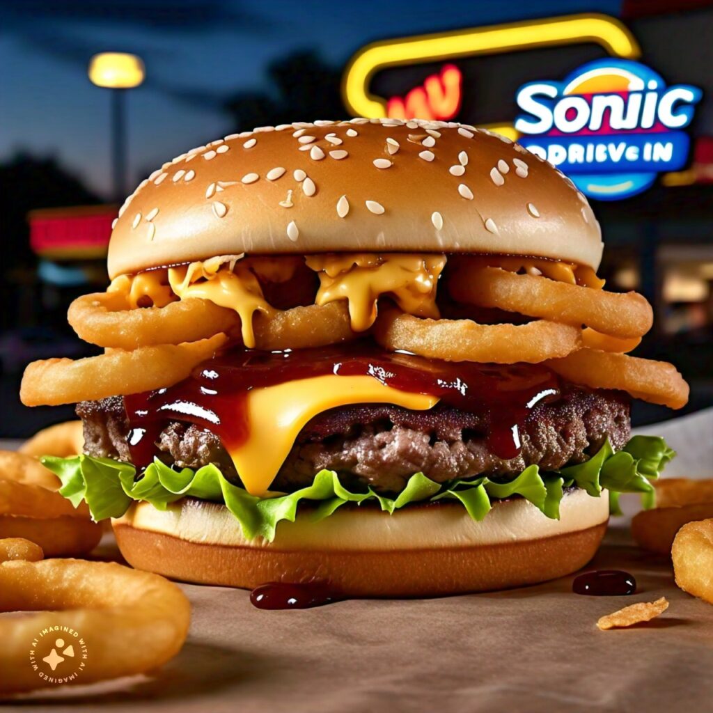 Hickory Burger - Flavorful Sonic Secret Menu Item with Smoky BBQ Sauce and Onion Rings